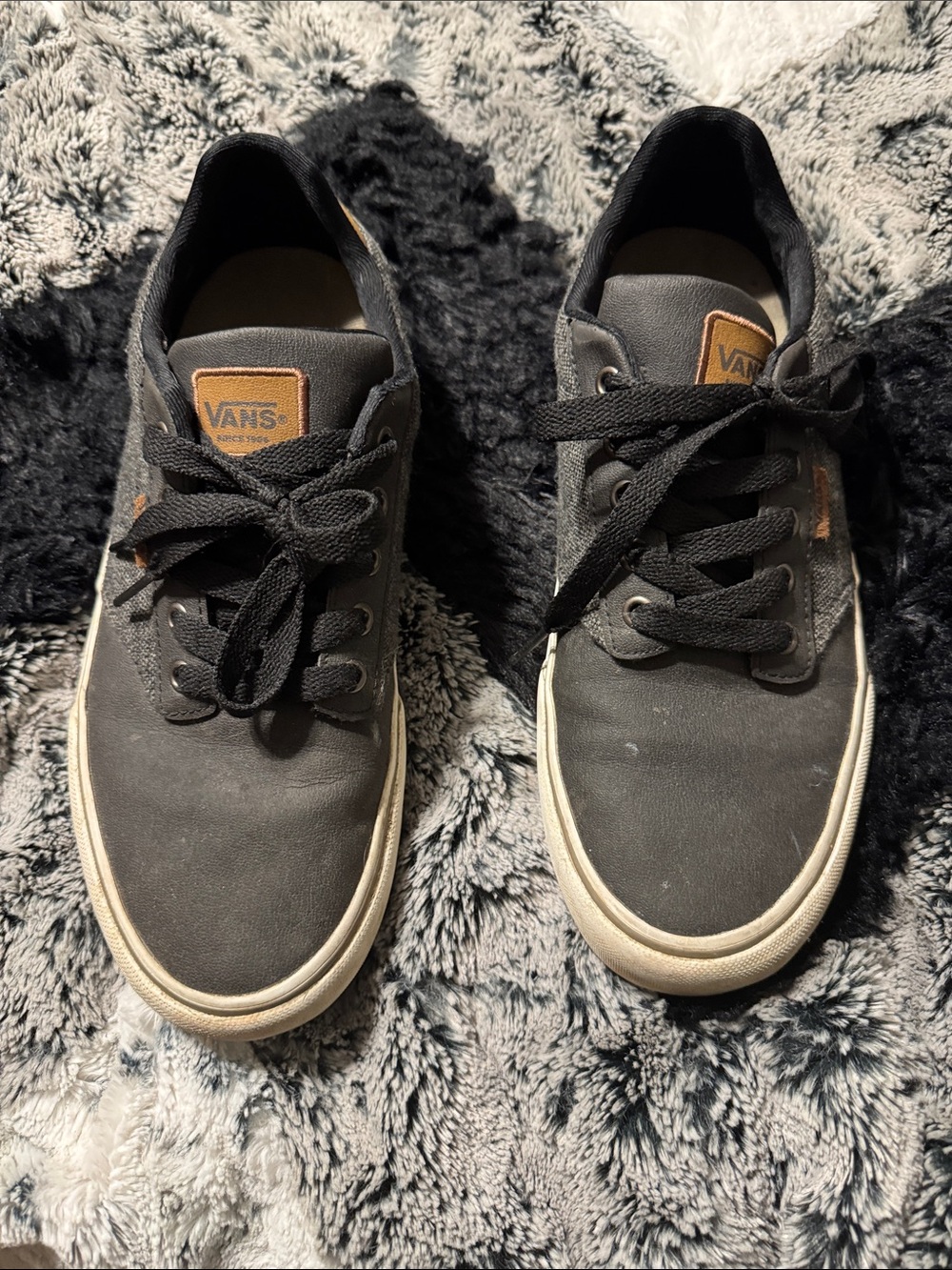 Vans Men's Low-Top Canvas Sneakers in Black with Cream Sole